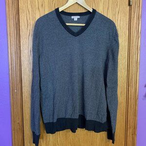Merona Heathered Grey Lightweight Long-Sleeve Slim V-Neck Sweater (Men's Large)